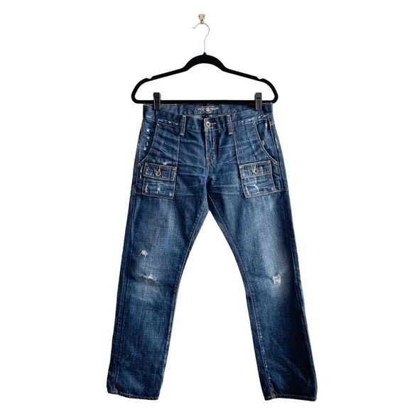 Lucky Brand Women's Distressed Denim Porkchop Ankle Crop Jeans Blue Size 4 - Picture 1 of 10